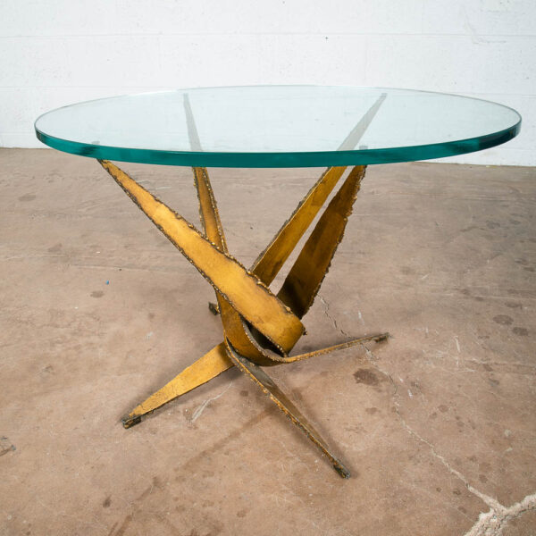 Mid Century Modern Side Table Brass Glass Metal Paul Evans Brutalist Gold Mcm NM - Image 12