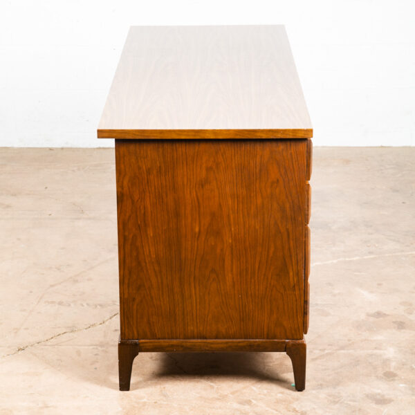 Mid Century Modern Desk Executive Walnut Floating 9 Drawer Office Vintage - Image 4