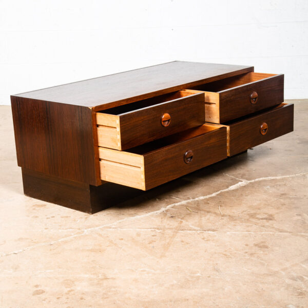 Mid Century Modern Compact Credenza Low Cabinet Entry 4 drawers Rosewood Mcm - Image 3