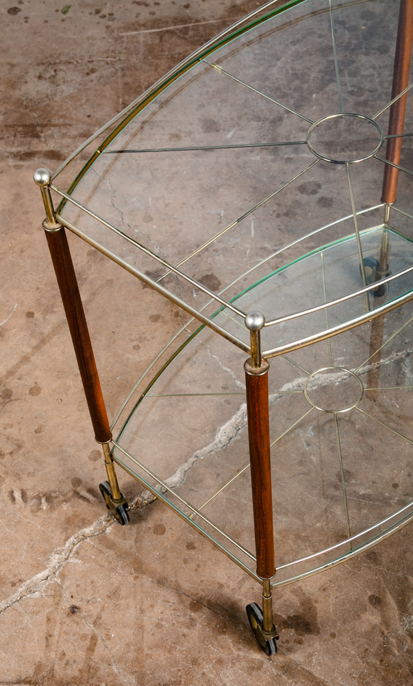 Mid Century Modern Serving Cart Trolley Teak Glass Serving Italian Rolling Metal - Image 12