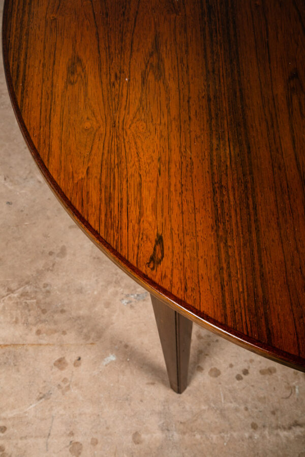 Mid Century Danish Modern Dining Table Round Extension Leaf x3 Rosewood Mobler - Image 12