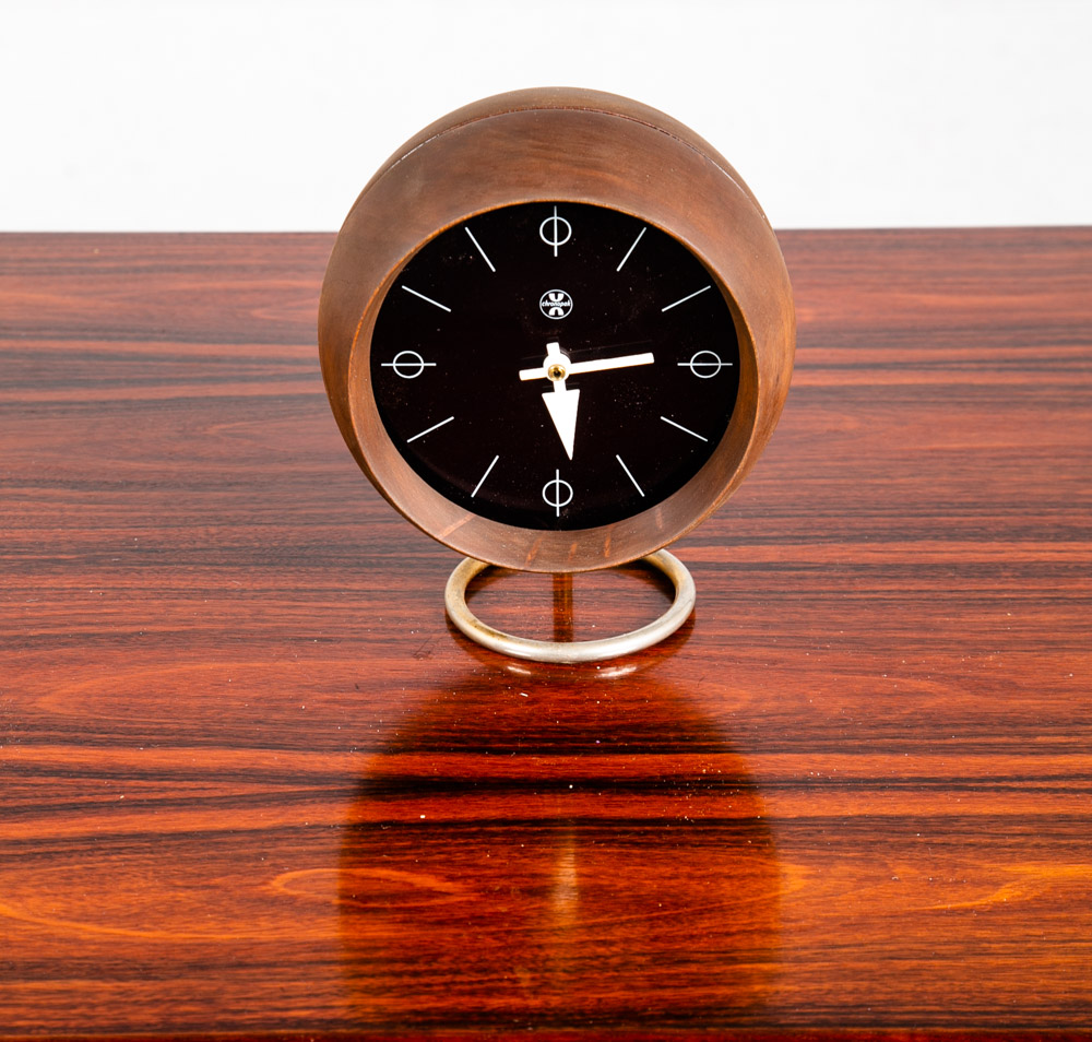 Mid Century Modern Desk Clock George Nelson Howard Miller Chronopak Walnut Table - Image 10