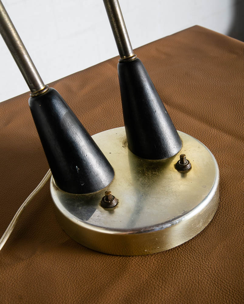 Mid Century Modern Table Lamp Office 2 Light Thurston Brass Fiberglass Push Mcm - Image 4