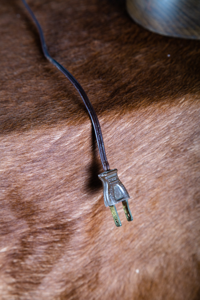 Mid Century Modern Table Lamp Brown White Light Vintage Ceramic Round Tall Wood - Image 10