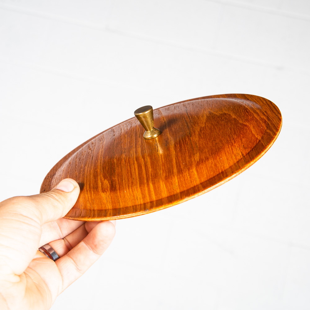 Mid Century Danish Modern Ice Bucket Lidded Teak Rainbow Sweden Liner Round Mcm - Image 10