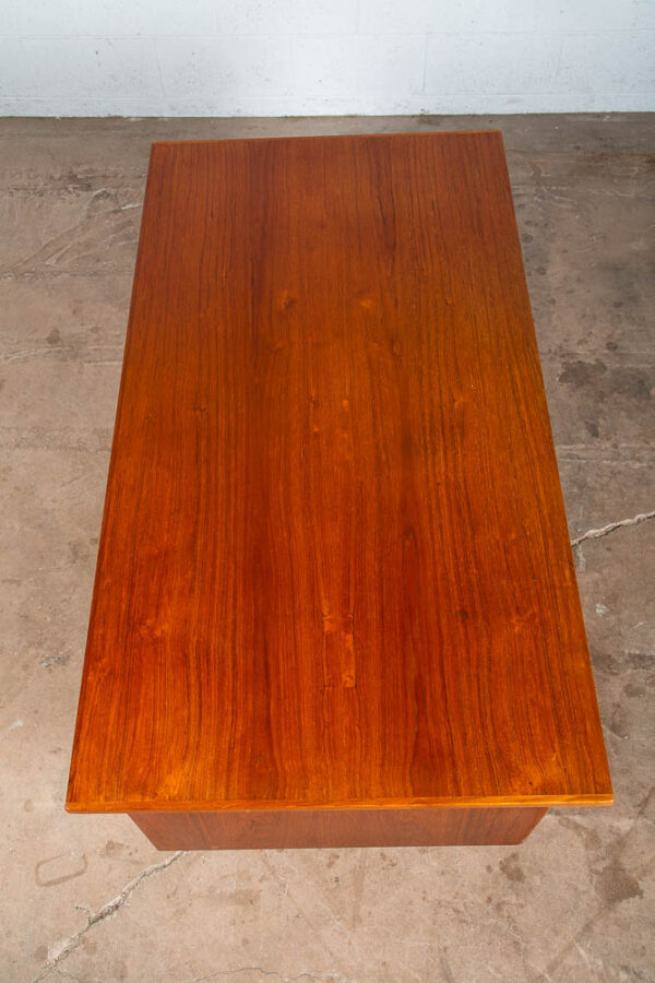 Mid Century Danish Modern Desk Executive Teak 6 Drawer Bookshelf Floating Lock - Image 5