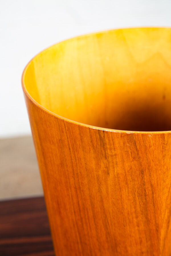 Mid Century Danish Modern Trash Bin Teak Waste Basket Round Sweden Servex Mcm - Image 7