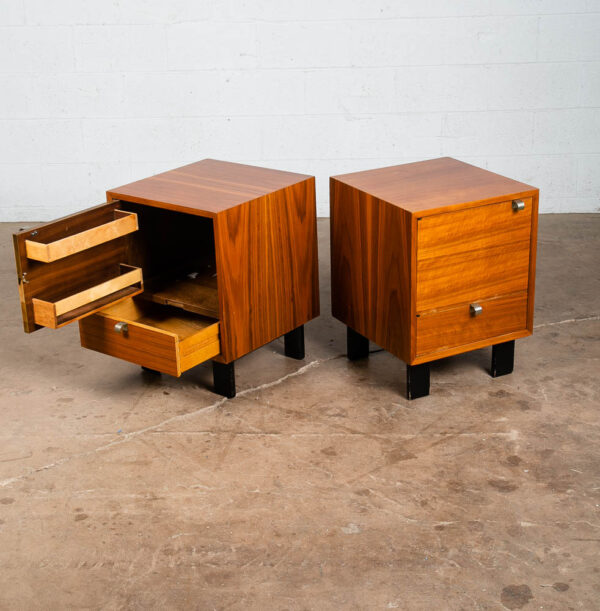 Mid Century Modern Nightstands End Tables Pair George Nelson Herman Miller Door - Image 3