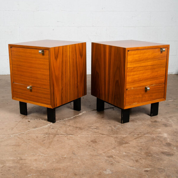 Mid Century Modern Nightstands End Tables Pair George Nelson Herman Miller Door