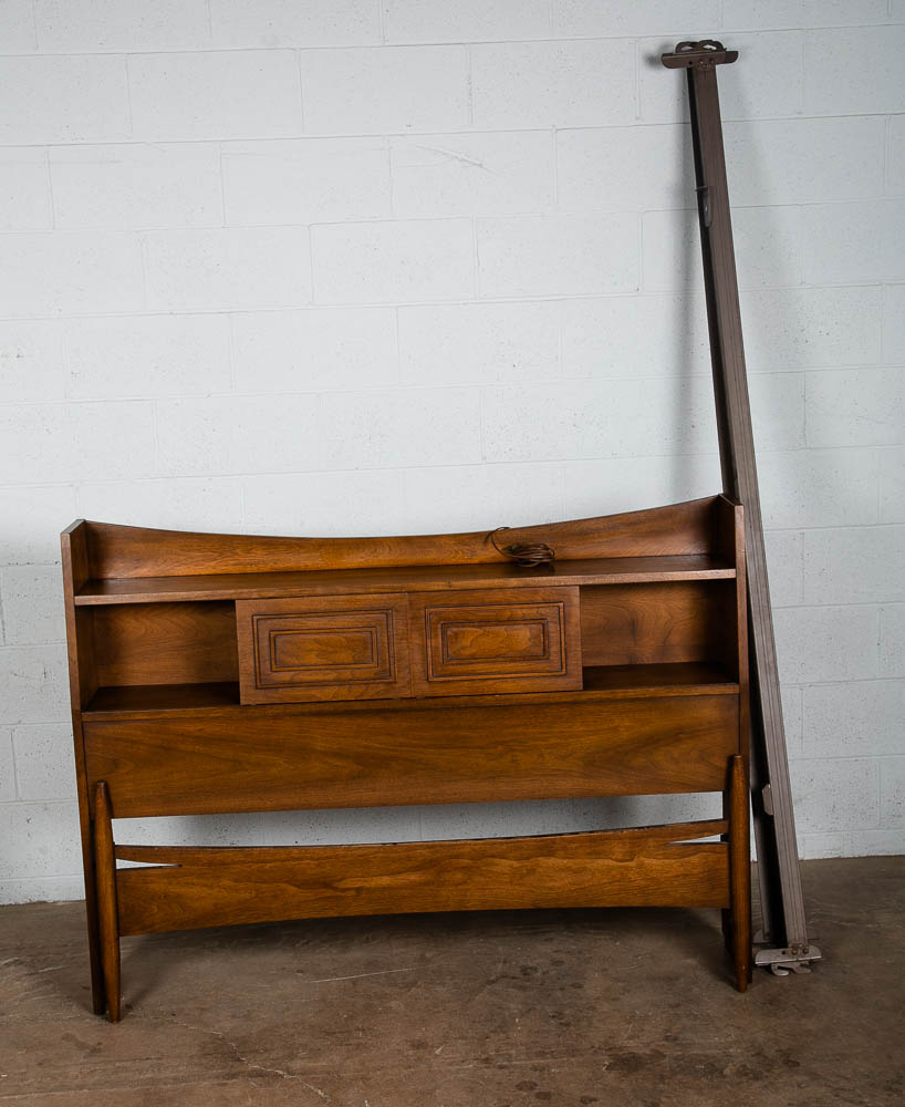 Mid Century Modern Headboard Bed Frame Broyhill Sculptra Full S Vintage Storage - Image 8