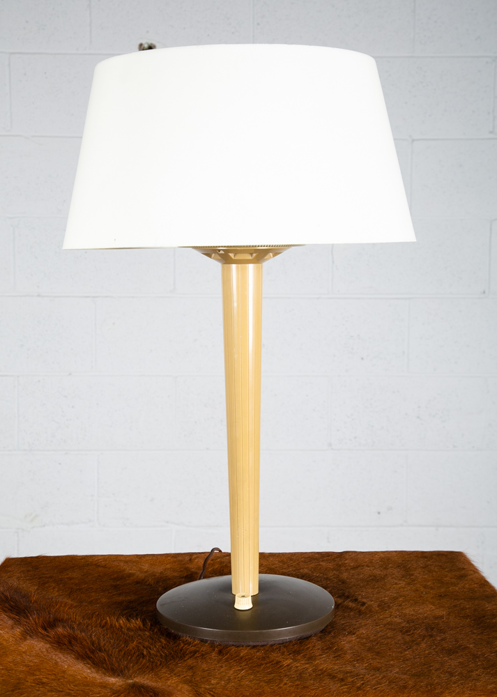 Mid Century Modern Desk Lamp Table Lightolier Gerald Thurston Yellow Brown White