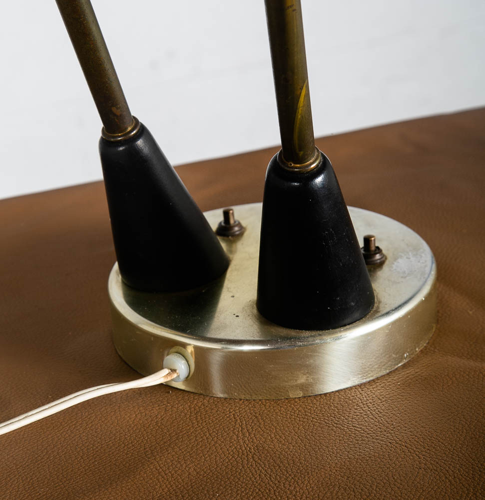 Mid Century Modern Table Lamp Office 2 Light Thurston Brass Fiberglass Push Mcm - Image 5