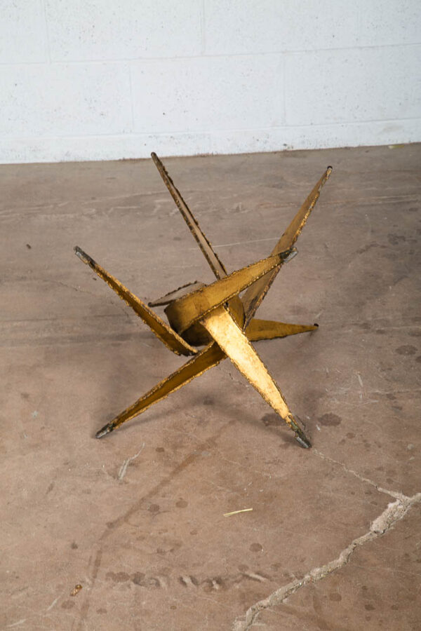 Mid Century Modern Side Table Brass Glass Metal Paul Evans Brutalist Gold Mcm NM - Image 6