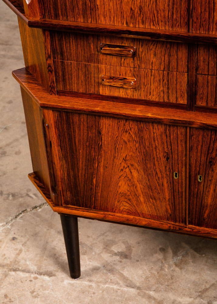 Mid Century Danish Modern Corner Cabinet Rosewood Bar Denmark Drawers Locking VG - Image 8