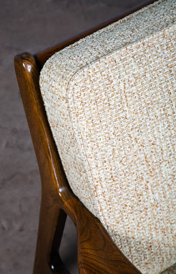 Mid Century Modern Sofa Couch Viko Baumritter Spindle White Tweed Danish 3 Seat - Image 9