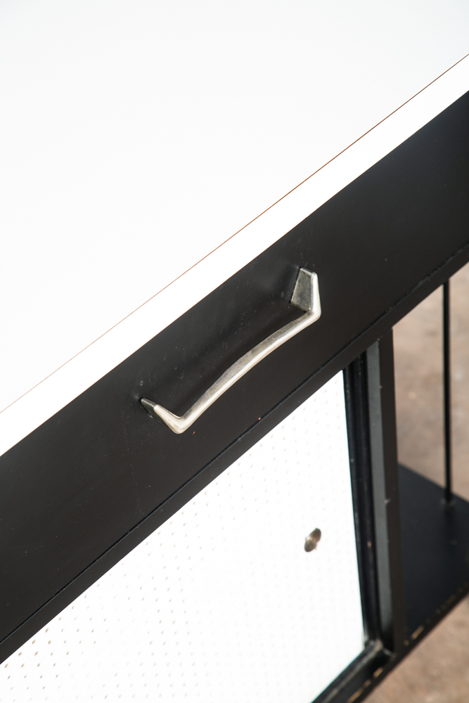 Mid Century Modern Credenza Cabinet Vista Of California Metal White Black Drawer - Image 9