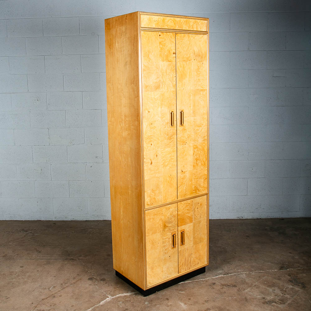 Mid Century Modern Armoire Compact Cabinet Scene Two Henredon Olive Burl Wood NM