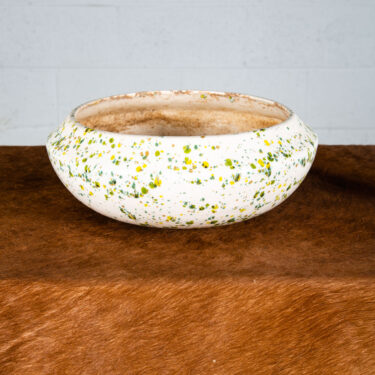 Mid Century Modern Planter Green Yellow White Porcelain California Round Vintage