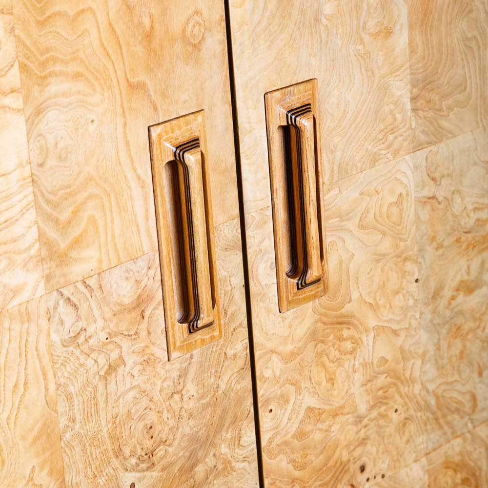 Mid Century Modern Armoire Compact Cabinet Scene Two Henredon Olive Burl Wood NM - Image 6