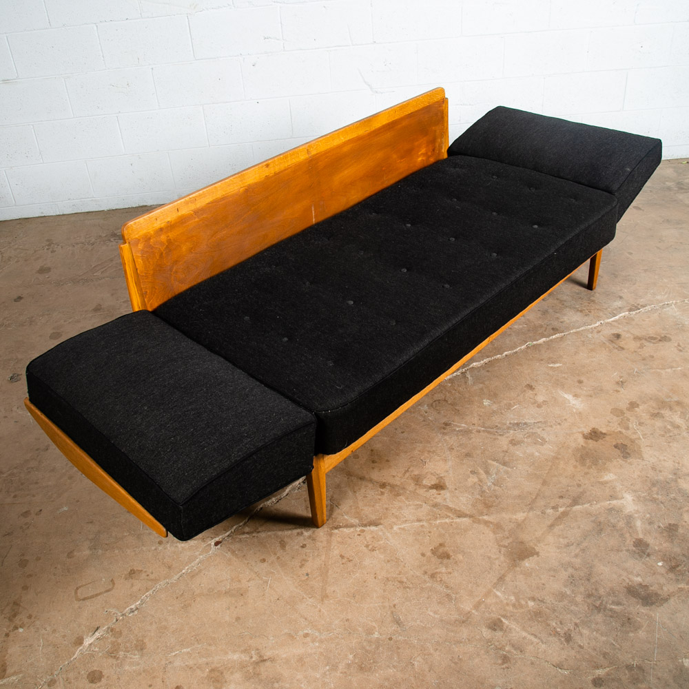 Mid Century Danish Modern Daybed Sofa Black Oak Adjustable Storage Restored Mcm - Image 8