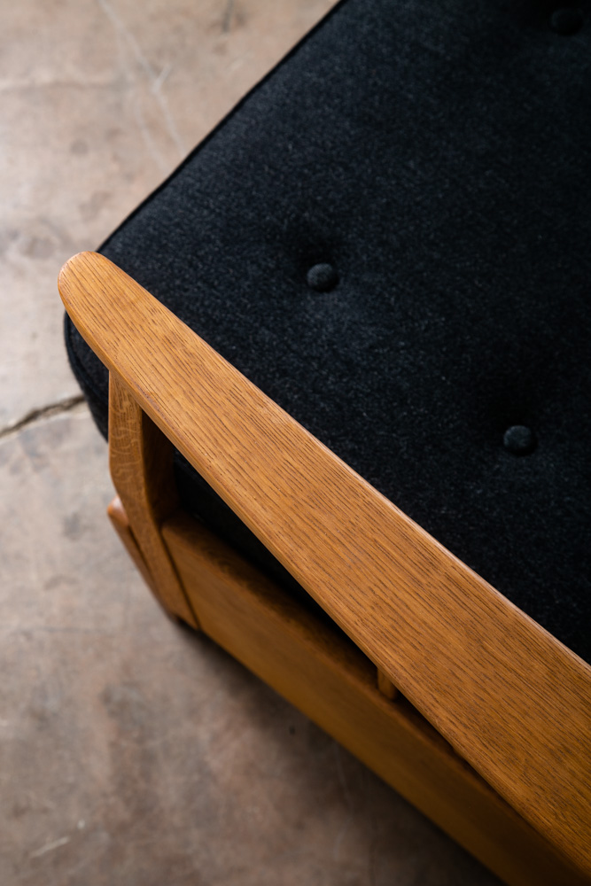 Mid Century Danish Modern Daybed Sofa Black Oak Adjustable Storage Restored Mcm - Image 10