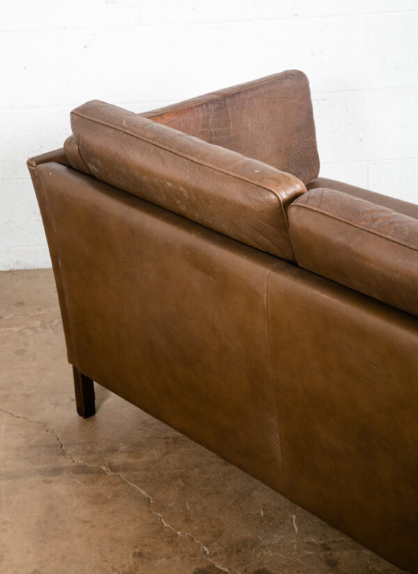 Mid Century Danish Modern Sofa Couch Brown Leather Stouby Borge Mogensen 3 seat - Image 8