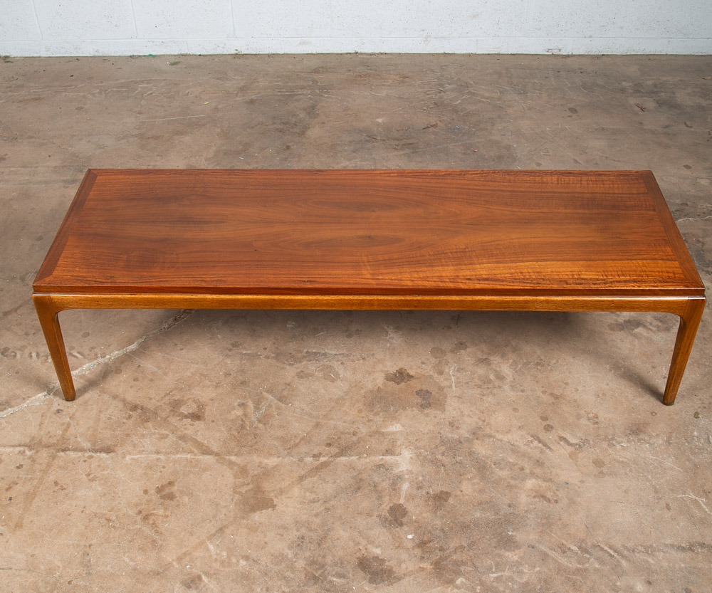Mid Century Modern Coffee Table Surfboard Walnut Lane Rhythm Wide 58 in Vintage - Image 4