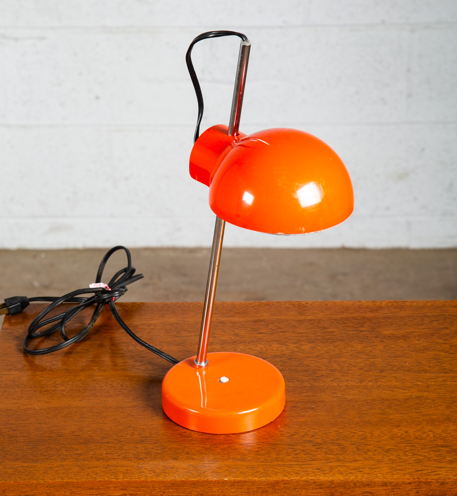 Mid Century Modern Office Lamp Orange Lightolier Adjustable 1972 Task Vintage NM