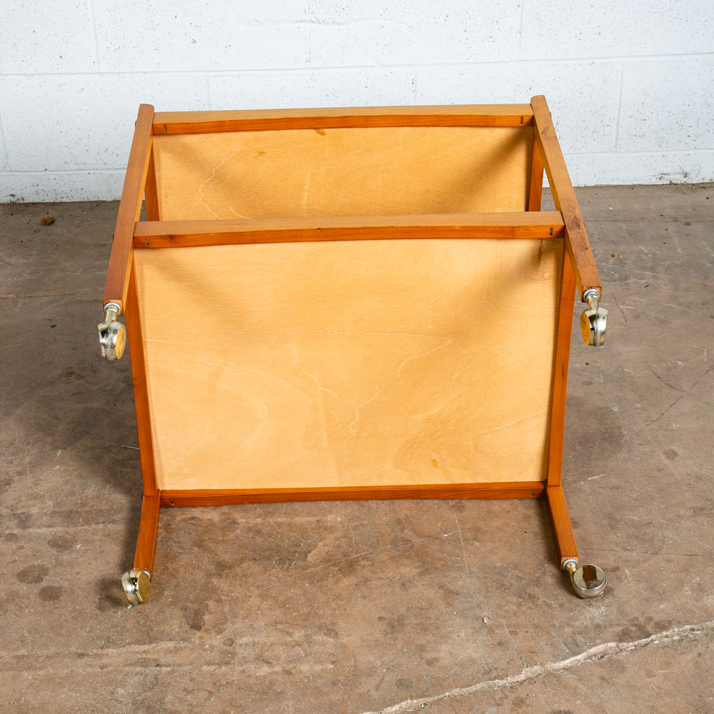 Mid Century Danish Modern Serving Cart Trolley Teak Wood Rolling Bar Mcm Serving - Image 5