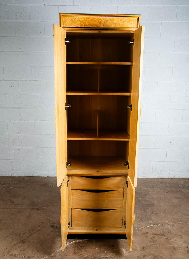 Mid Century Modern Armoire Compact Cabinet Scene Two Henredon Olive Burl Wood NM - Image 7