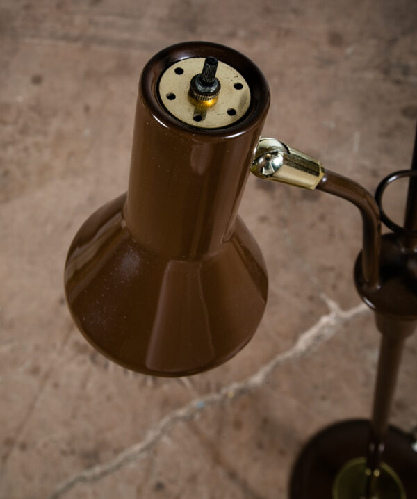 Mid Century Modern Floor Lamp Brown Bullet 3 Light Adjustable Brass Vintage Mcm - Image 10