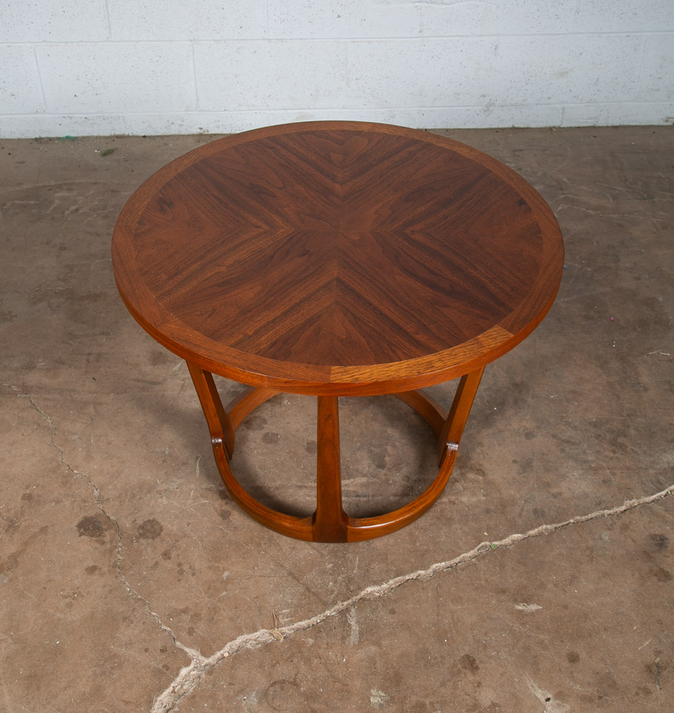 Mid Century Modern Side Table End Lane Rhythm Round Walnut Restored Circular Mcm - Image 4