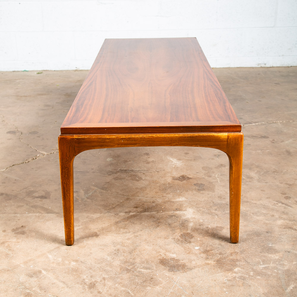 Mid Century Modern Coffee Table Surfboard Walnut Lane Rhythm Wide 58 in Vintage - Image 5