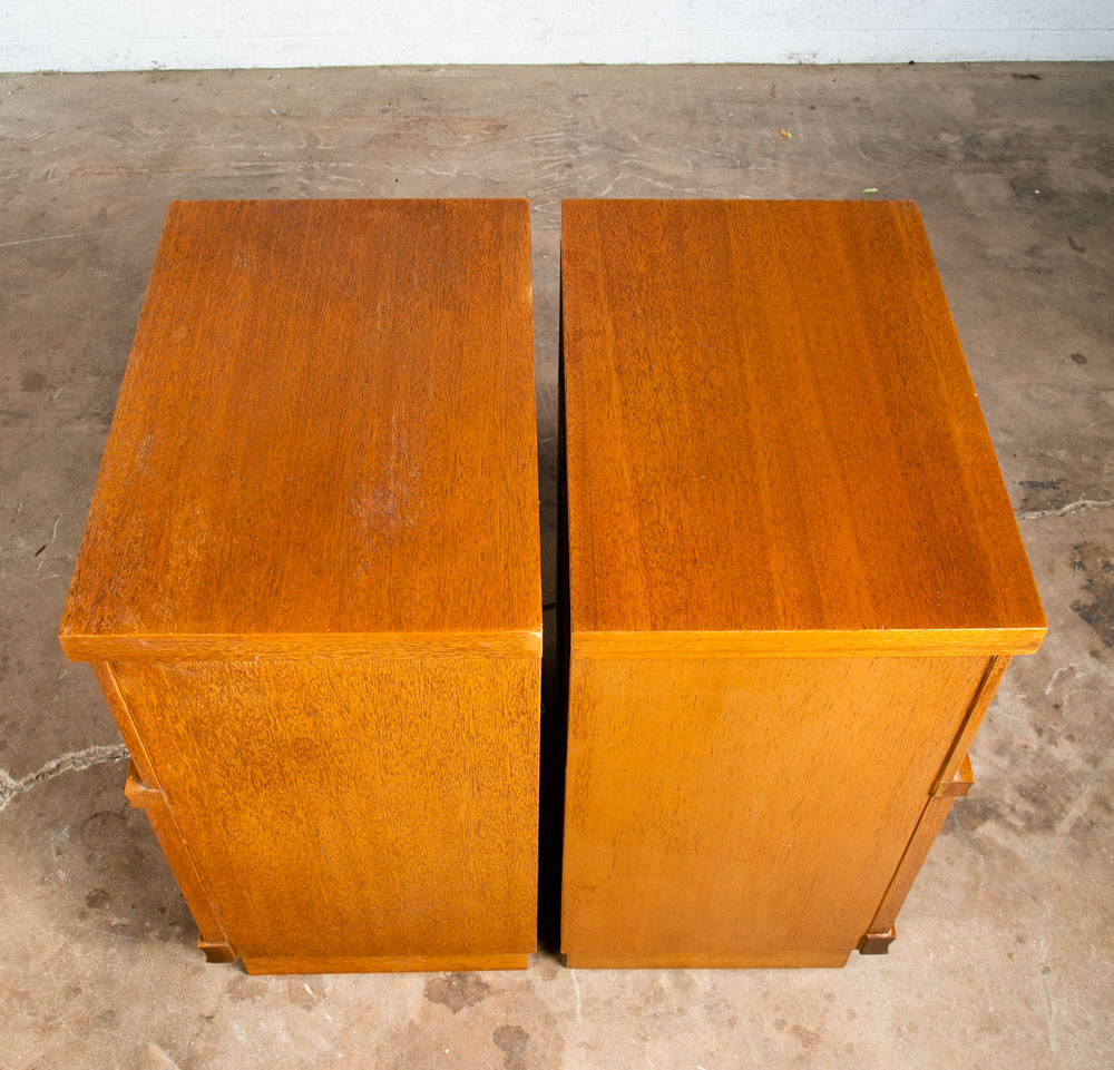 Mid Century Modern Nightstands End Table Set Side 2 Drawers Vintage Brass Mcm VG - Image 3
