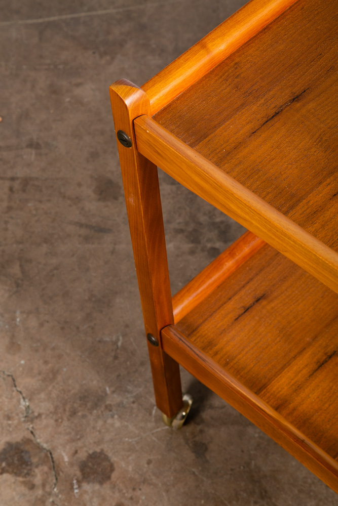 Mid Century Danish Modern Serving Cart Trolley Teak Wood Rolling Bar Mcm Serving - Image 8