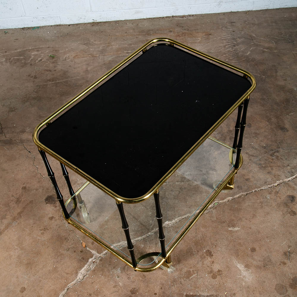 Mid Century Danish Modern Serving Cart Trolley Teak Rolling Bar Glass Serving VG - Image 7