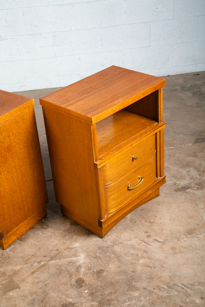 Mid Century Modern Nightstands End Table Set Side 2 Drawers Vintage Brass Mcm VG - Image 11