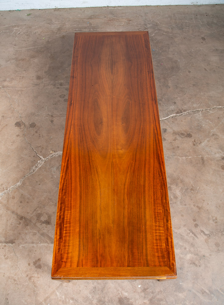 Mid Century Modern Coffee Table Surfboard Walnut Lane Rhythm Wide 58 in Vintage - Image 3