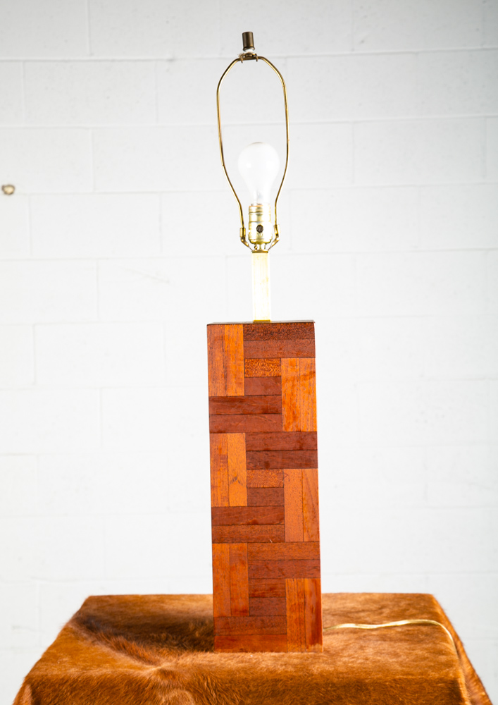 Mid Century Modern Table Lamp Solid Teak Wood Round Sculptural Tested Studio Mcm - Image 2