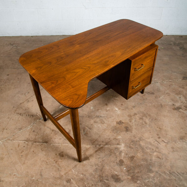 Mid Century Modern Desk Office Dania Walnut American Martinsville Drawers NM