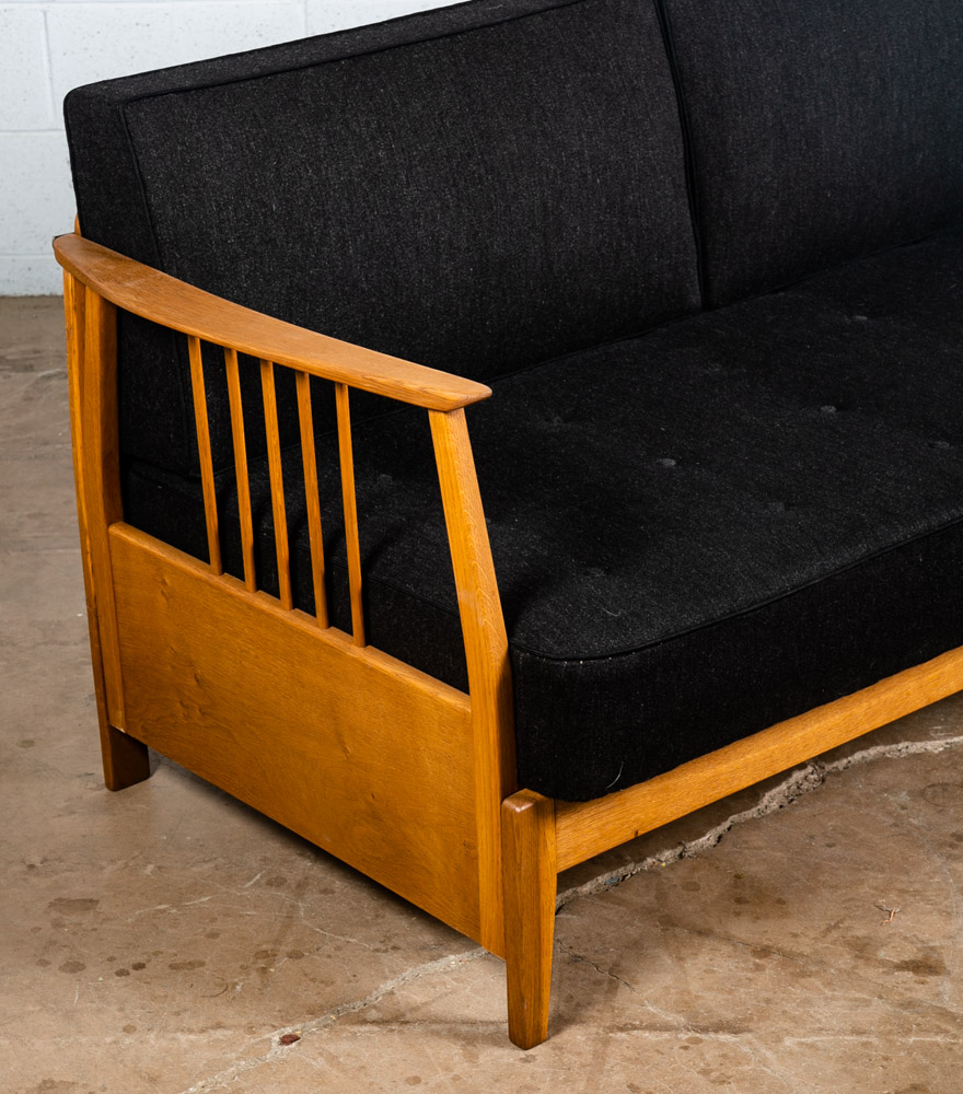 Mid Century Danish Modern Daybed Sofa Black Oak Adjustable Storage Restored Mcm - Image 9