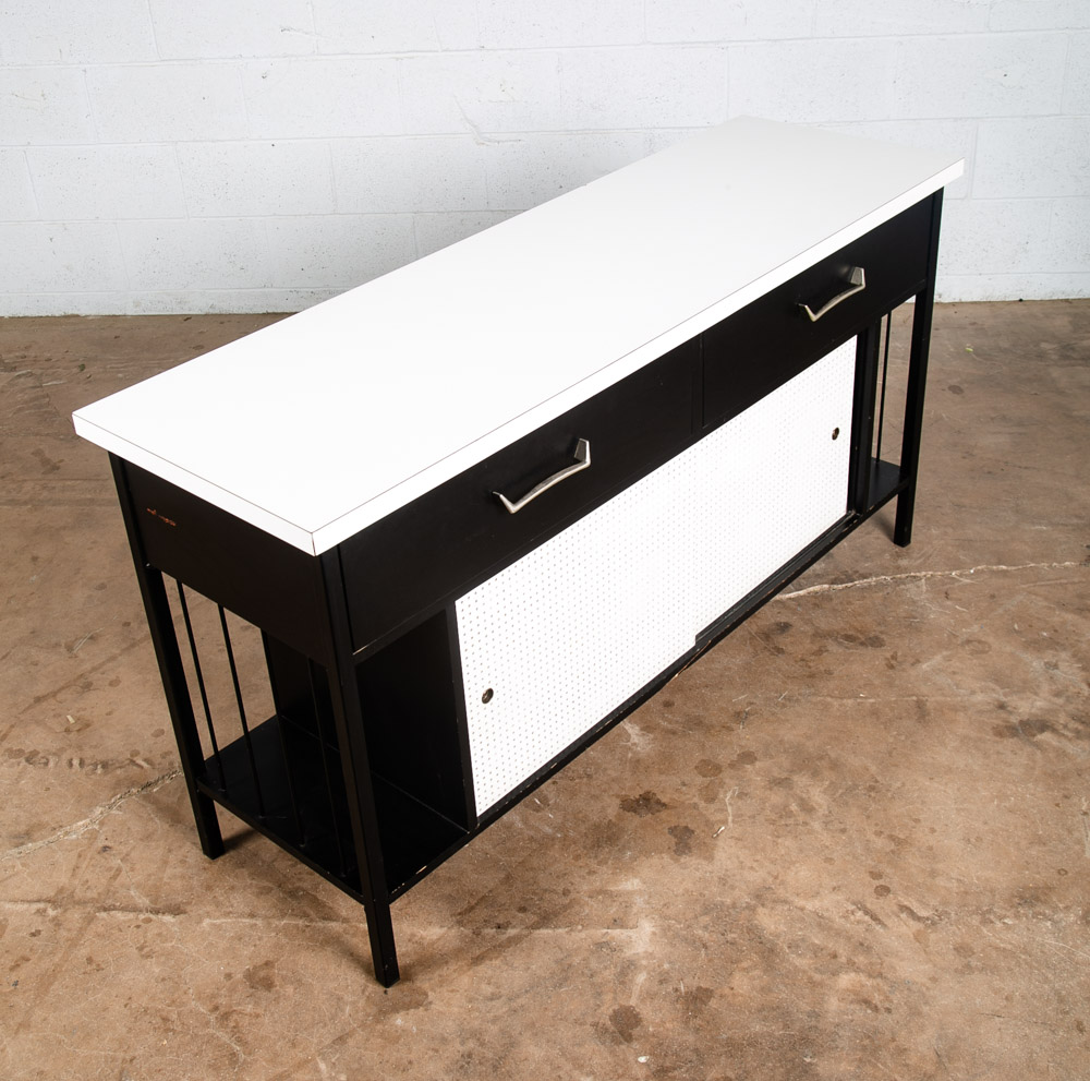 Mid Century Modern Credenza Cabinet Vista Of California Metal White Black Drawer - Image 6