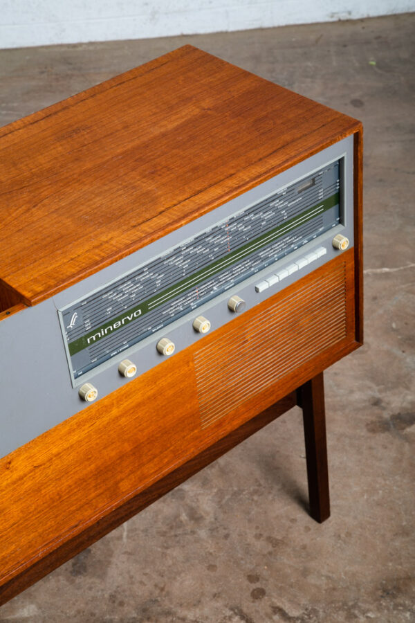 Mid Century Danish Modern Stereo Console Minerva Teak Record Player Hifi Cabinet - Image 9