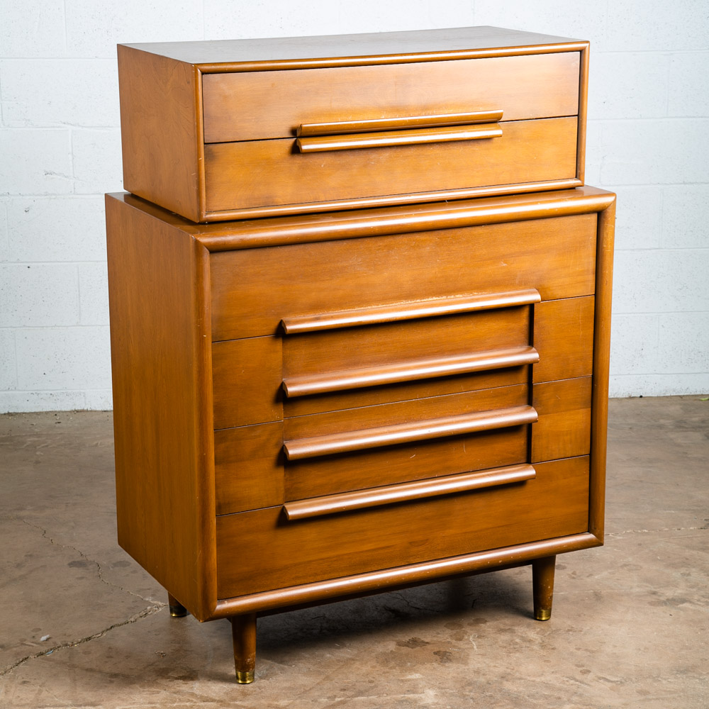 Mid Century Modern Dresser Highboy 6 Drawers Furniture Guild Tall Chest Dark Mcm - Image 7