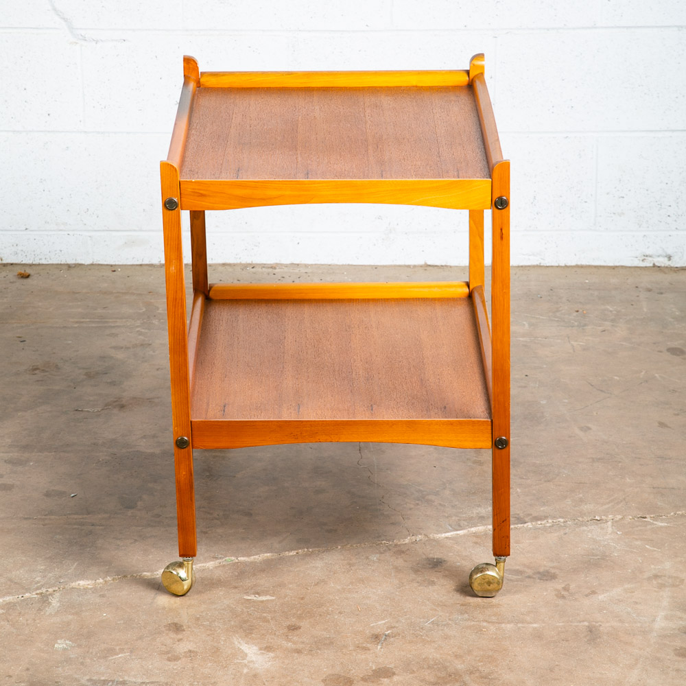 Mid Century Danish Modern Serving Cart Trolley Teak Wood Rolling Bar Mcm Serving - Image 10