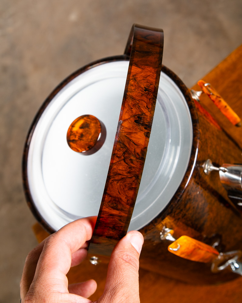 Mid Century Modern Ice Bucket Brown Tongs Knife Opener Lidded Vintage Handle Mcm - Image 11