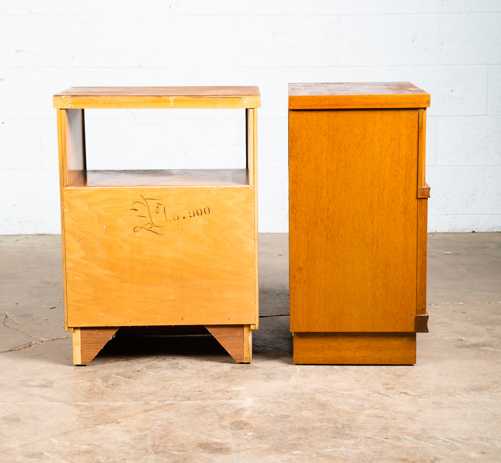 Mid Century Modern Nightstands End Table Set Side 2 Drawers Vintage Brass Mcm VG - Image 12