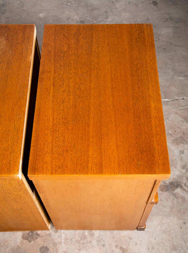 Mid Century Modern Nightstands End Table Set Side 2 Drawers Vintage Brass Mcm VG - Image 7