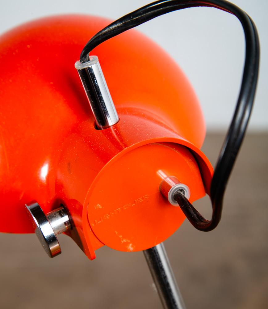 Mid Century Modern Office Lamp Orange Lightolier Adjustable 1972 Task Vintage NM - Image 3