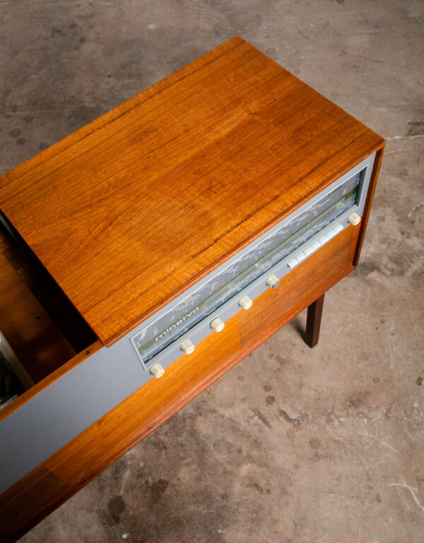 Mid Century Danish Modern Stereo Console Minerva Teak Record Player Hifi Cabinet - Image 10